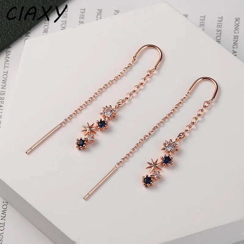Drop Earrings Asymmetrical Blue Starry Star Female Dazzling Micro-inlaid Zircon U-shaped Fashion Jewelry
