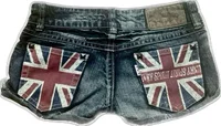 Britain Street Y2K Women Rider Motorcycle Hot melt Printing Shorts Retro Hot Girl Sexy Washed Denim Shorts Low Waist Mini Skirts
