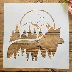 30*30cm Big Wolf Forest Moon DIY Layering Stencils Wall Painting Scrapbook Coloring Embossing Album Decorative Template