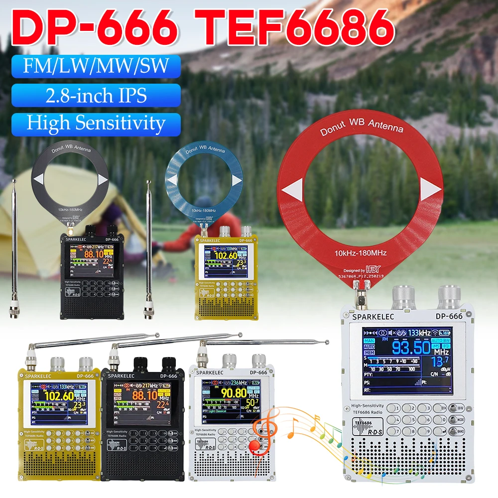 New DP-666 TEF6686 DSP Full Band Portable DSP Radio with 2.8-inch IPS LCD Display High Sensitivity DSP Receiver Radio Reciever
