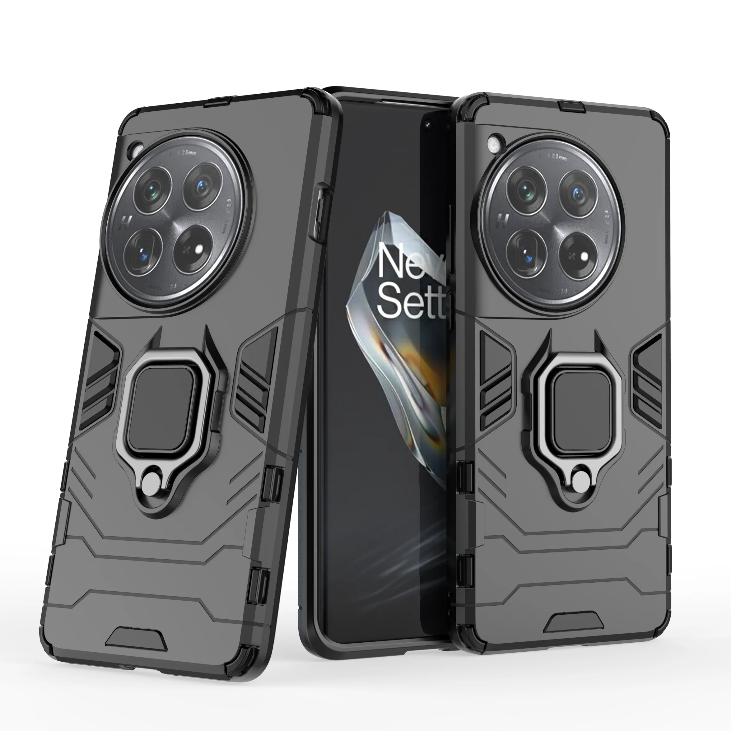 Enhanced Armor Shockproof Case with Metal Ring Stand and Bumper Protection