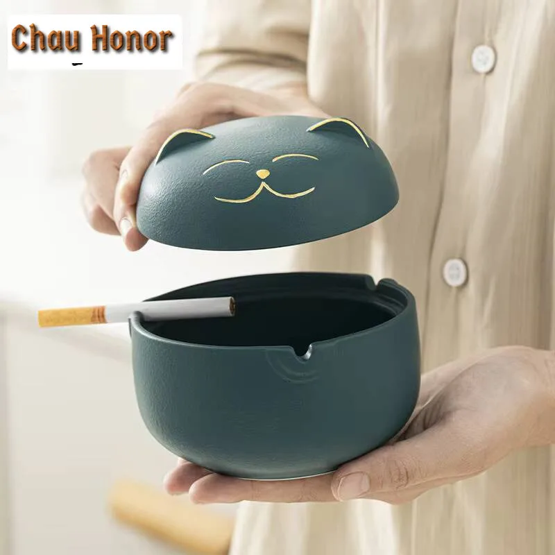 Lucky Cat Ceramic Ashtray Aesthetic Tobacco Shop Tobacco Smoke Odor Removal Ash Tray Weed Smoking Tearoom Supplies Gift
