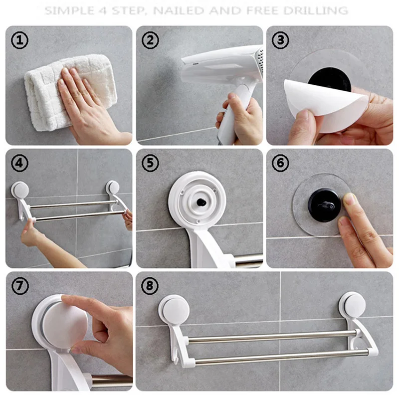Space Saving Drying Rack Suction Cup Towel Rack & Drying Rack