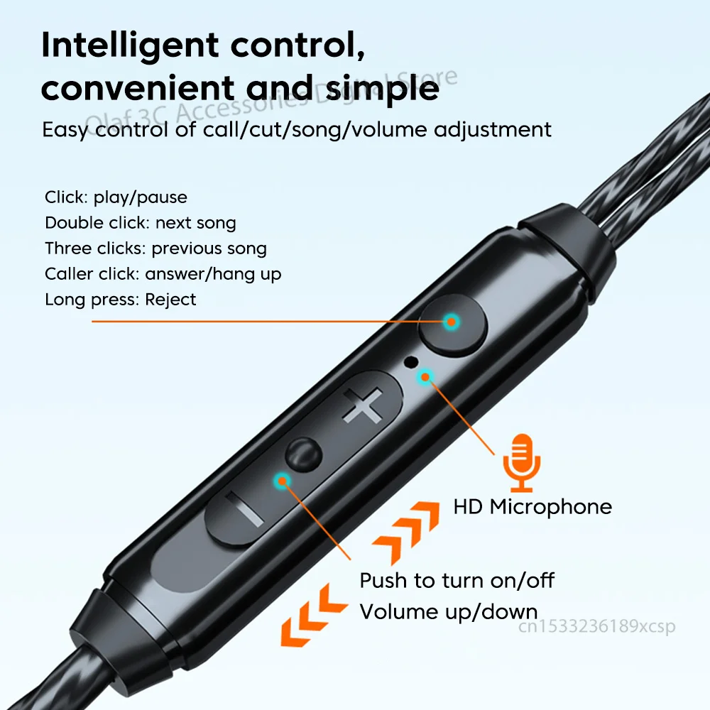 OLAF DAC Type C/3.5mm HIFI Earphones Wired Headphones Bass Stereo Handsfree Cable Headset Gamer Earbuds Line Control For Phones 5