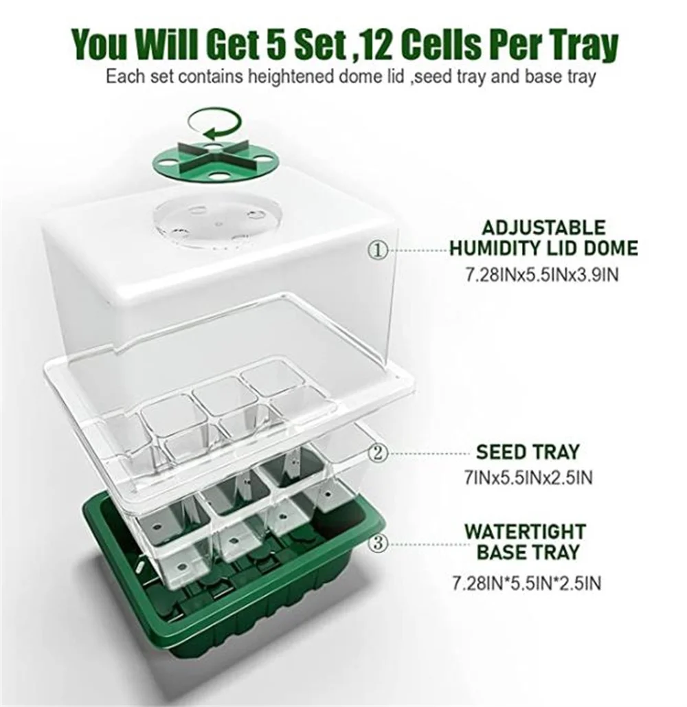 Plastic Nursery Pot 12 Hole Seedling Trays Plant Flower Grow Box Propagation Gardening Grow Starting Germination Box 4/5/6PCS