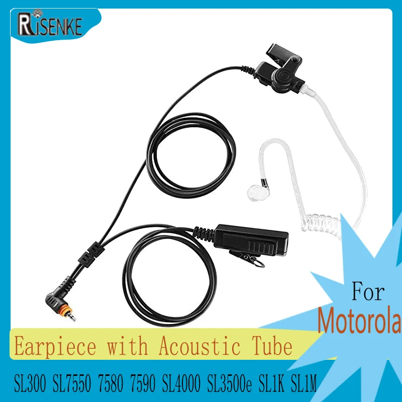 RISENKE-Earpiece with Acoustic Tube,Walkie Talkie Headset,Earphone for Motorola SL300,SL7550,7580,7590,SL4000,SL3500e,SL1K,SL1M risenke earpiece for motorola sl300 sl7550 sl7580 sl7590 sl4000 sl1m sl1k walkie talkie acoustic air tube headset ptt mic