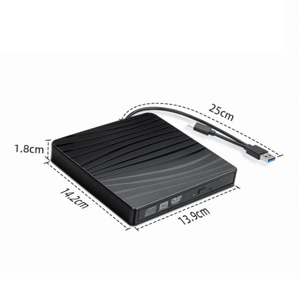 Drives Enclosure USB 3.0/Type-C with Dual Head Power Cord External DVD Case Non-Slip Mat Portable for Desktop Computers Laptops