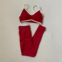 Ensemble de sport LOGO pour femme : Soutien-gorge de yoga, pantalon taille haute, effet push-up, pour entraînement abdominal, gym et course à pied 2