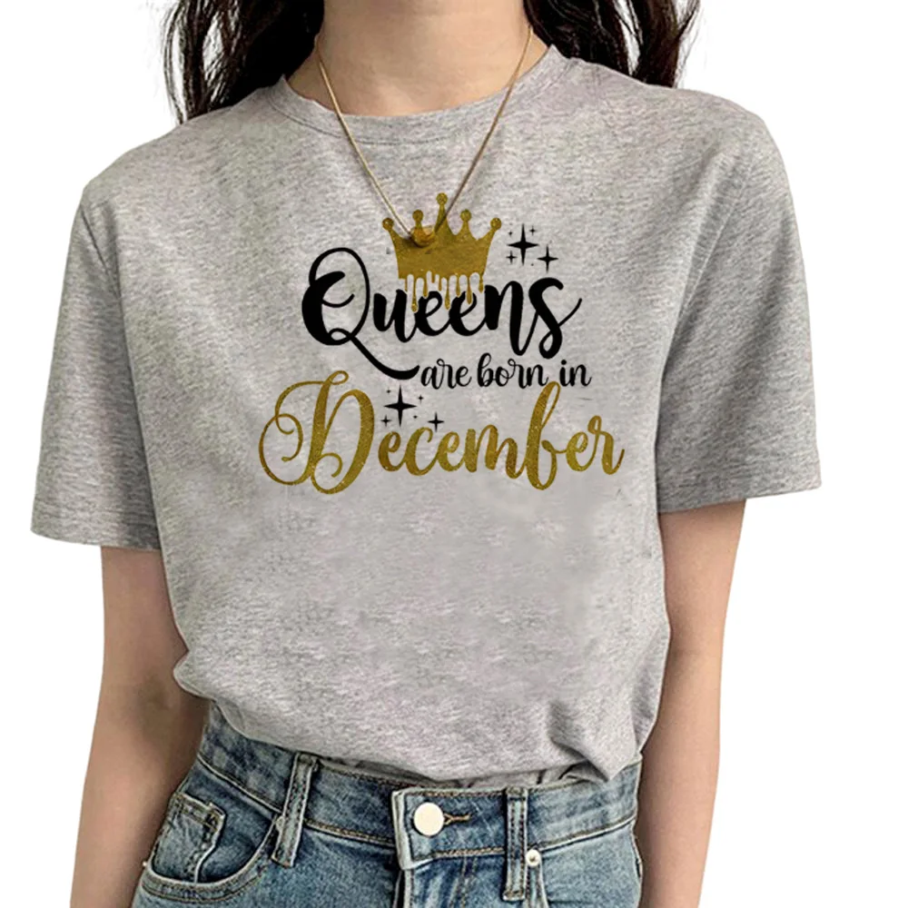 

Golden Crown Queen Are Born in January to December t shirt women funny Tee female funny streetwear designer clothing