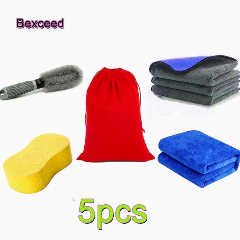 5pcs Car Wash Cleaning Tools Kit Car Set Blue Wash Kit Interior and Exterior with Car Detail