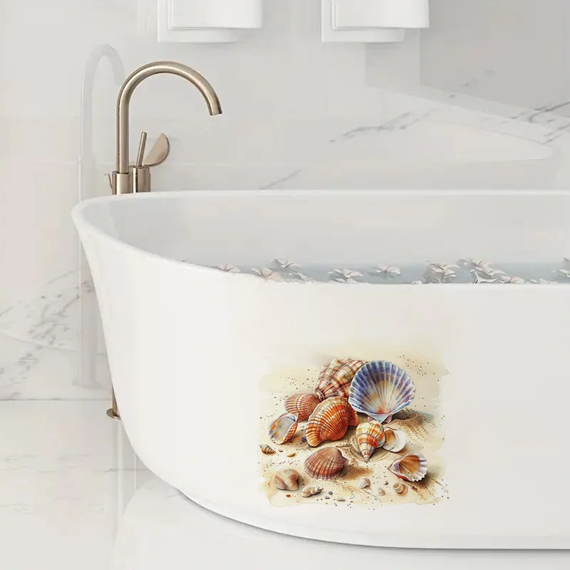 C1126# Sea Shells Toilet Stickers Bedroom Entryway Living Room Porch Home Decoration Wall Stickers Removable Stickers wall stickers toilet stickers