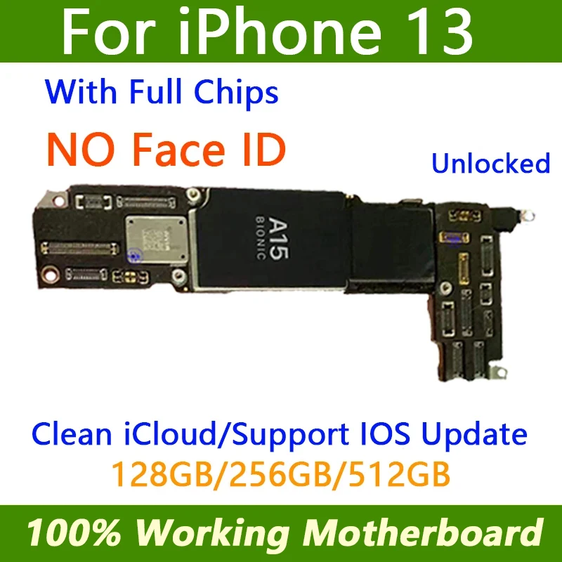 좋은 작동 메인 보드 깨끗한 iCloud For iPhone 13 마더 보드 얼굴 ID 지원 iOS 업데이트 로직 보드 잠금 해제 전체 테스트 완료