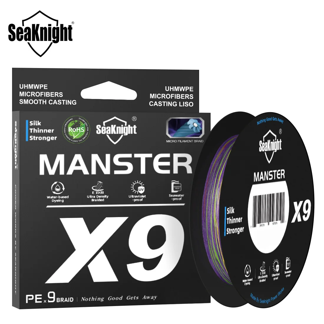 Angelschnur der Marke SeaKnight X9, 500 m, 300 m, meerwasserbeständig, UV-beständig, Si+-Beschichtung, glatte Multifilament-PE-Schnur mit 9 Gewebe