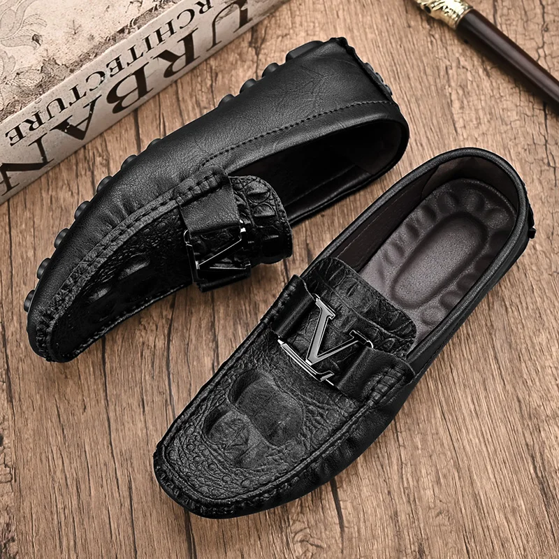 Men's leather shoes spring and summer leisure business dress shoes soft bottom breathable driving bean shoes fashion party shoes 2