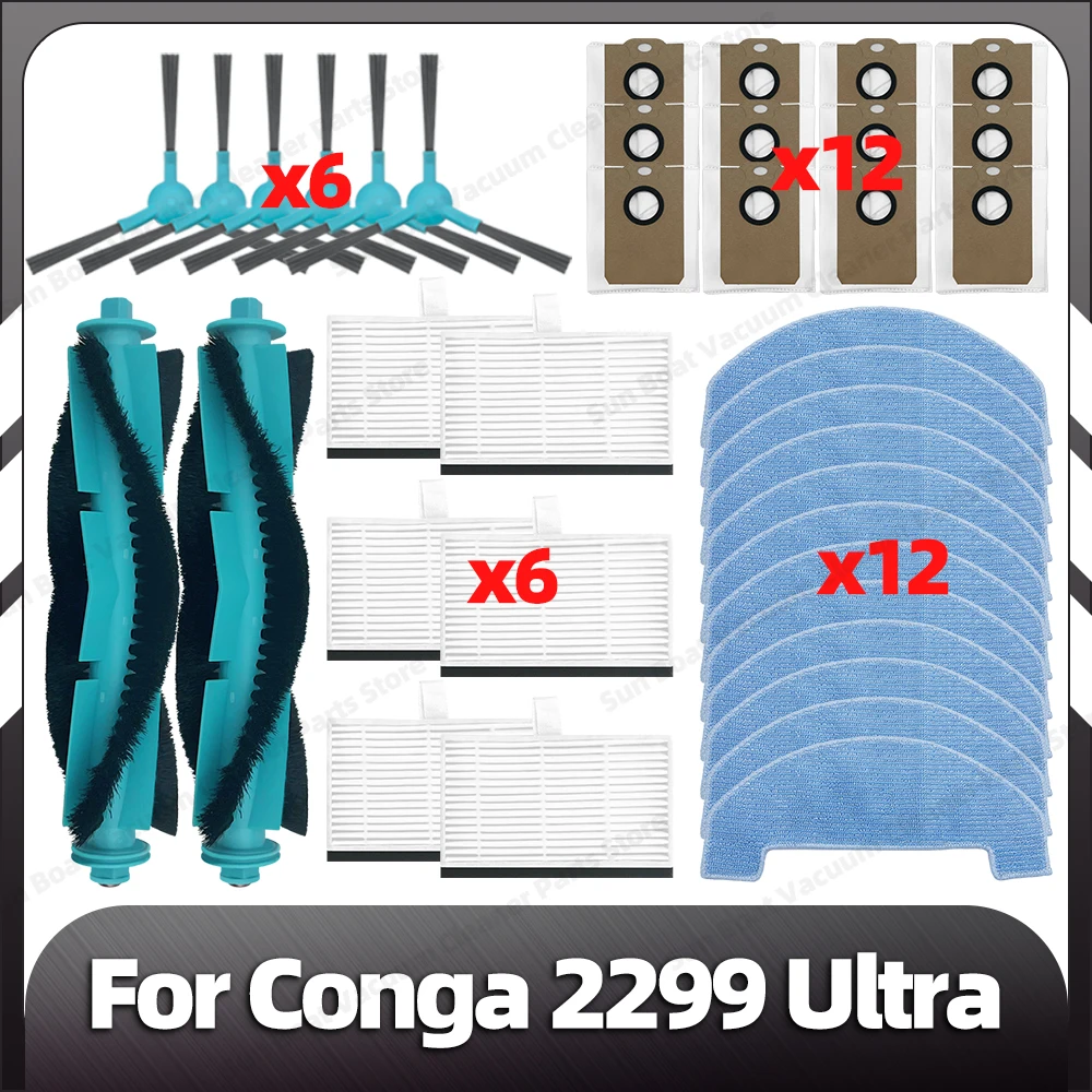 Compatible for Conga 2299 Ultra Replacement Main Side Brush HEPA Filter MOP Pads Dust Bags Spare Parts Accessories robot vacuum accessories