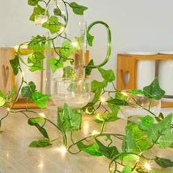 Green Leaf Faux Plant String Lights - Battery - Powered and Waterproof - 10M 100LEDS (Two color Ivy Vines)