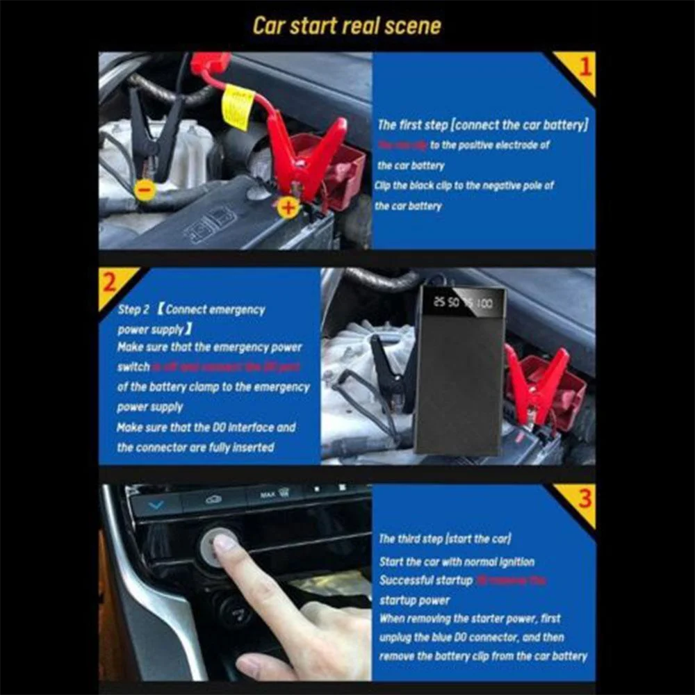 Car Jump Starter Auto Power Bank 10000mAh 12V Portable Car Battery Starter Booster Charger Emergency Battery Starting Device