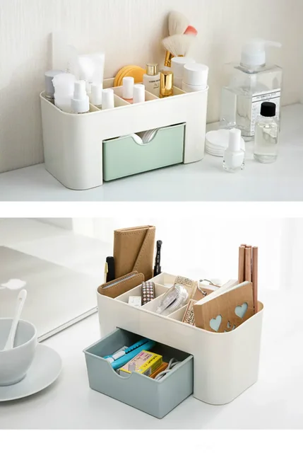 Acrylic Plastic Makeup Organizer Storage Box with Drawer Cotton Swab Stick Storage Case lipstick organizer brush holder makeup