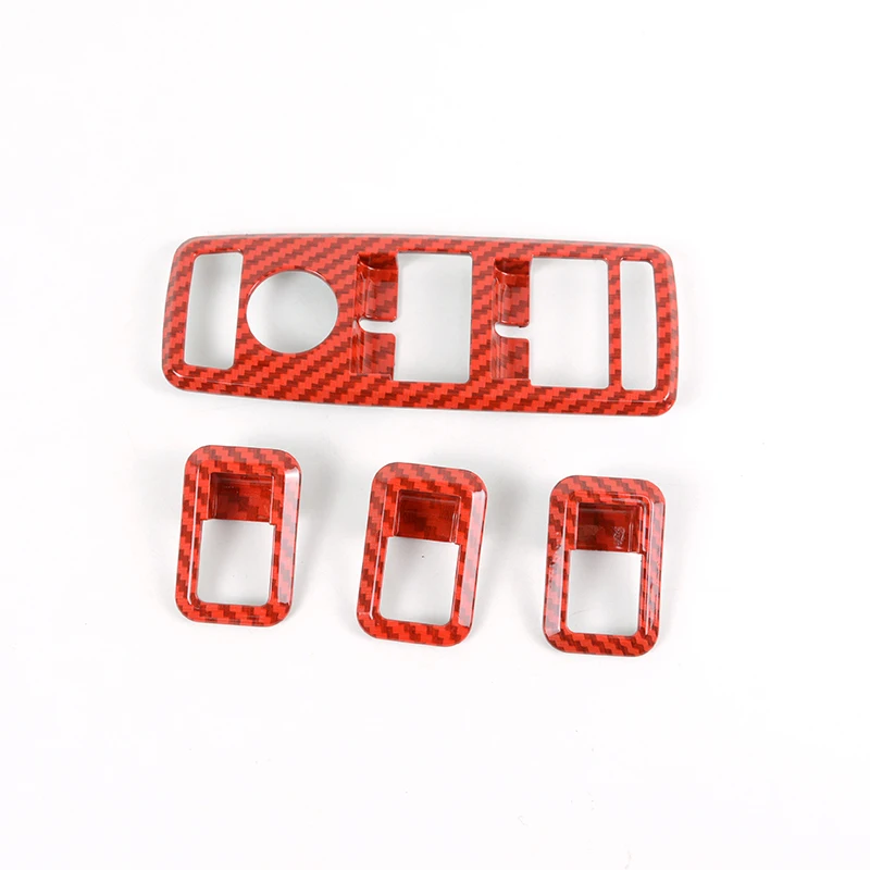 Carbon Fiber Style Car Window Glass Lifting Button Frame