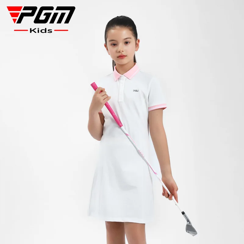PGM Girls Golf Dress Summer Short Sleeve Dress Golf Outfits Girl QZ092