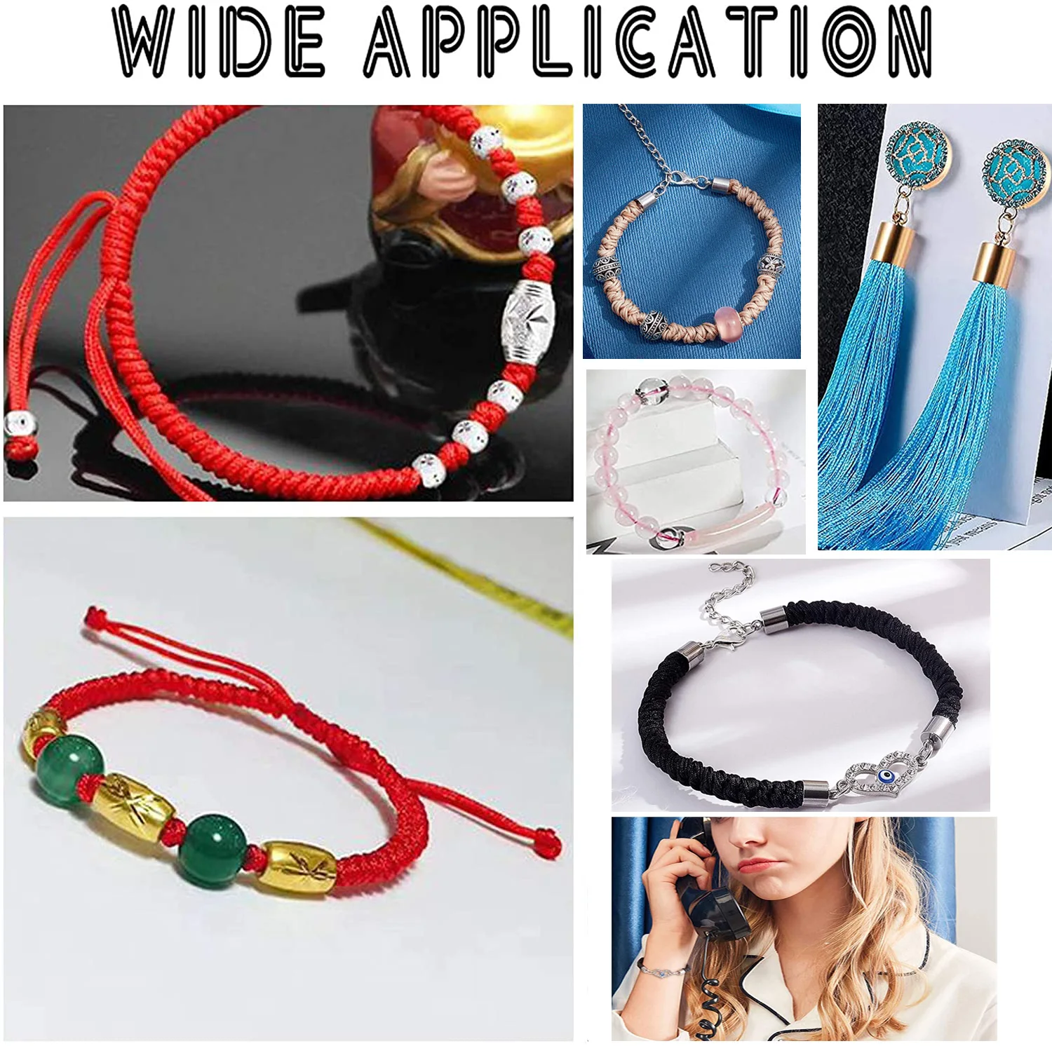 pandahall 0.5mm 0.8mm Nylon Cord Beading Threads for Bracelets DIY Tassels Making Jewelry Craft Braided Rope String Macrame Cord