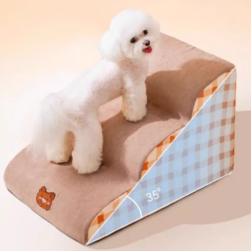 Pet 2/3/4 Steps High Density Foam Dog Stairs Ramps Non-Slip Pet Steps for Older Dogs with Joint Pain Sofa Bed Ladder for Cat
