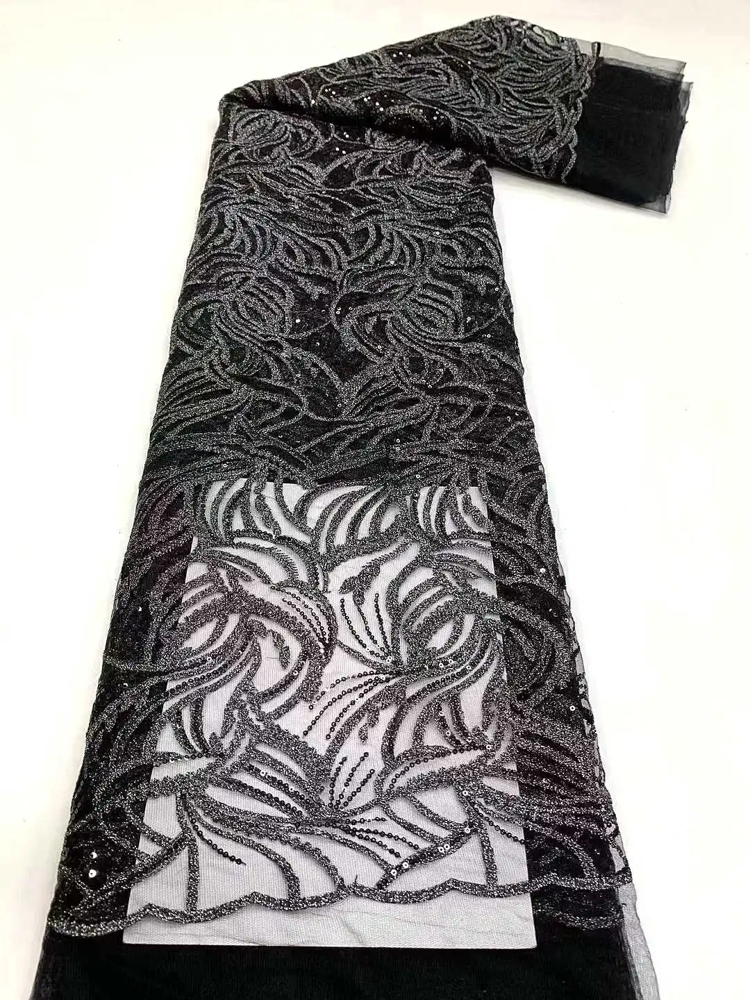 

Новейшая африканская кружевная ткань 2022 с блестками, Высококачественная вышивка для женщин, сетчатая ткань для свадебного платья, 5 ярдов