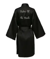 Elegant Satin Silk Bridal & Bridesmaid Robe - Black - XXXL (Sister of the Bride)