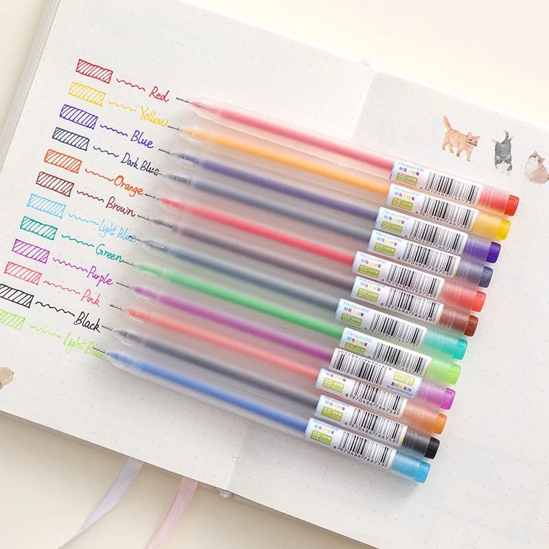 Ensemble de stylos gel 12 couleurs – Écriture lisse, couleurs vives pour l'étude des étudiants, les journaux, l'artisanat, la rentrée scolaire