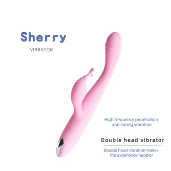 G Spot Dildo Rabbit Vibrator Masturbator Rechargeable Rotation 10 Speeds Double Vibrating Vagina Vibe Adult Sex Toys for Women 2