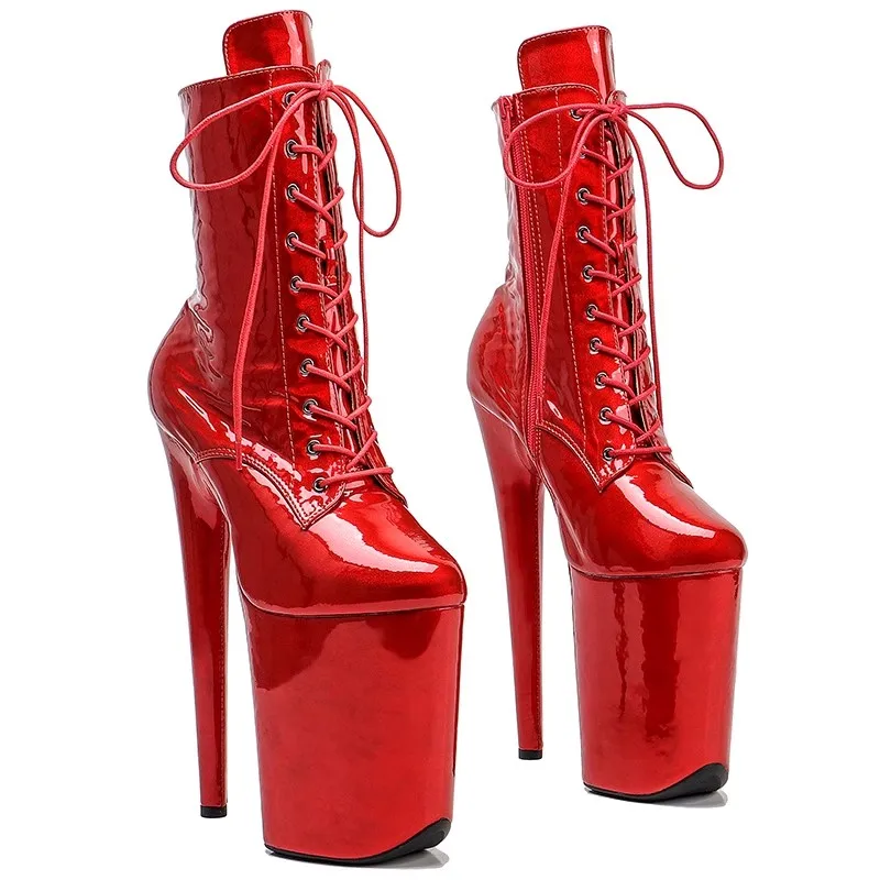 

LAIJIANJINXIA Новая мода 23 см/9 дюймов PU Обувь для танцев на высоком каблуке на платформе женские современные ботильоны 026