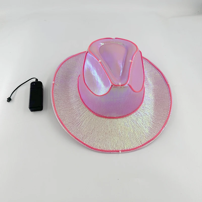 New Arrival Pearlescent Cowboy Hat Dance Costume Decorate Glowing Cowgirl Cap Glowing For Neon NightClub 6