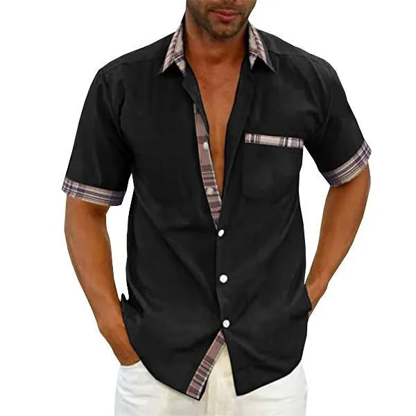 

Men's Casual Plaid Collar Button Summer Shirt shirt Black
