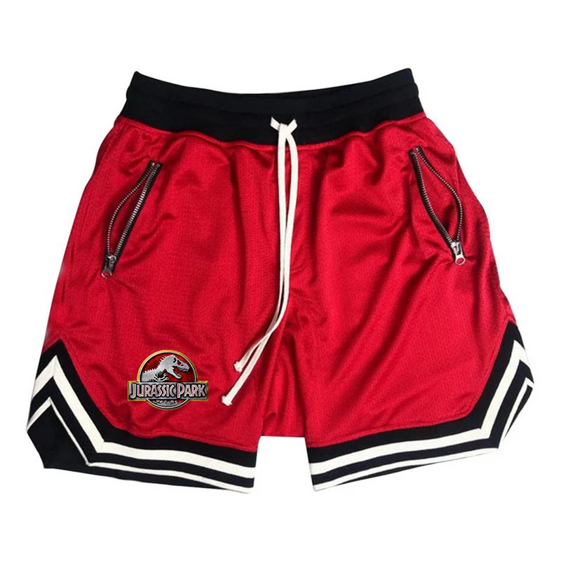 2023 Shorts Men Summer New Jurassic Park Elastic Waist Casual Basketball Sports Beach Outdoor Fashion Letter Printing Pants