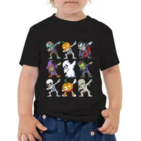 Kids Halloween T Shirt Skeleton Zombie Pumpkin Monster Dabbing T-Shirts Round Neck Funny Summer Halloween Boys Girls New Tshirt 1