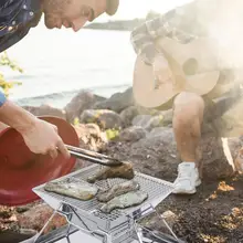  Portable Folding Grill Stove Stainless Steel Retractable Camping Grill Outdoor Picnic Charcoal Stove Picnics Camping Equipment 