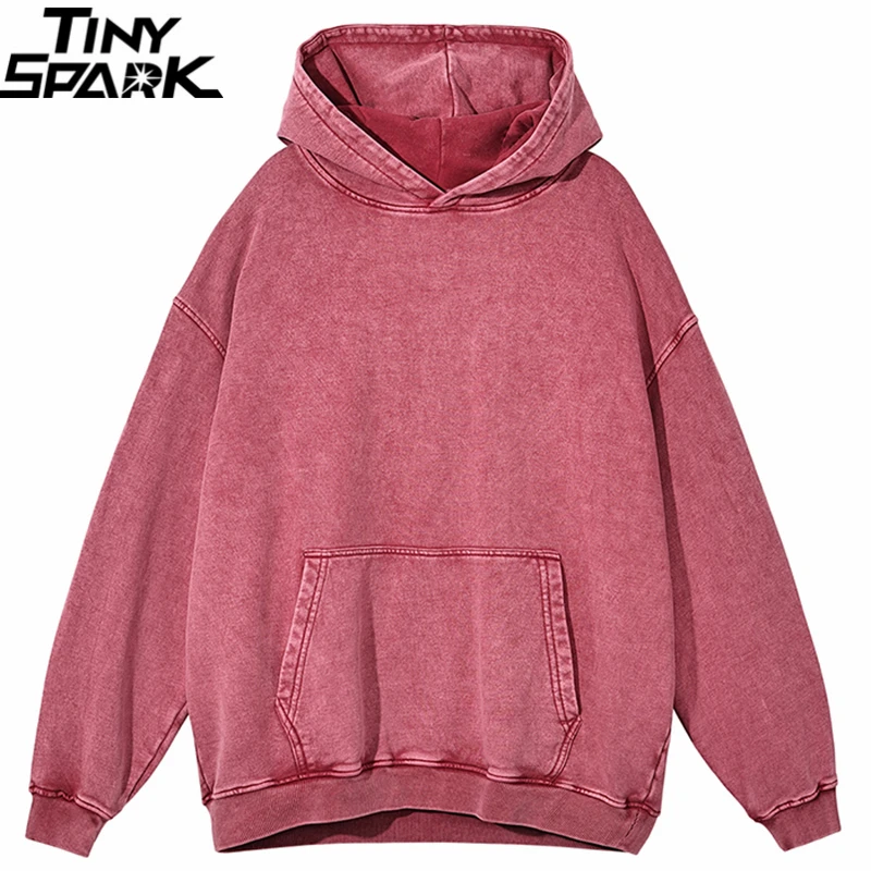 7 Soild Color Vintage Washed Hoodie Sweatshirt Men Streetwear 2023 Harajuku  Hooded Pullover Heavy Cotton Thick Retro Hip Hop - AliExpress