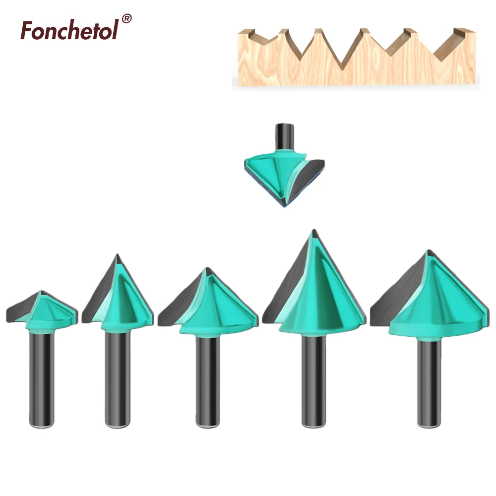 CNC V-Nutfräser 8 Mm Schaft – 60/90/120/150° – Vollhartmetall, YG6 + YG8, Teflonbeschichtet – Für Holz & PVC – 1 Stück