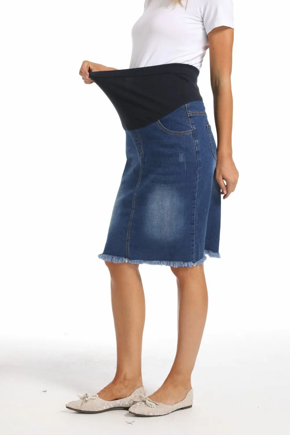 New Fashion Summer Denim Maternity Skirts Elastic High Waist Clothes for Pregnant Women Stretch Casual Pregnancy Jean Skirt