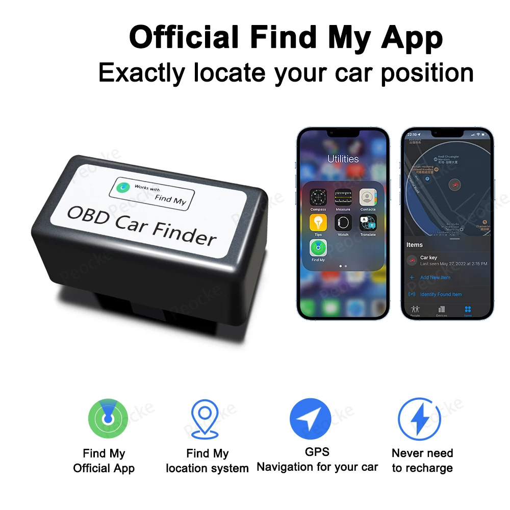 Mini GPS Tracker para Auto Car, Localizador GPS OBD, Encontre meu oficial Apple, OBD, Monitor de voz GPS, Rastreador
