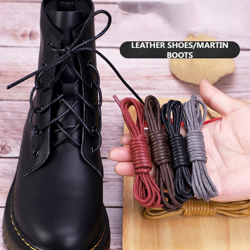 Cotton Waxed Shoelaces Round Oxford Shoe Laces Boots Laces Waterproof