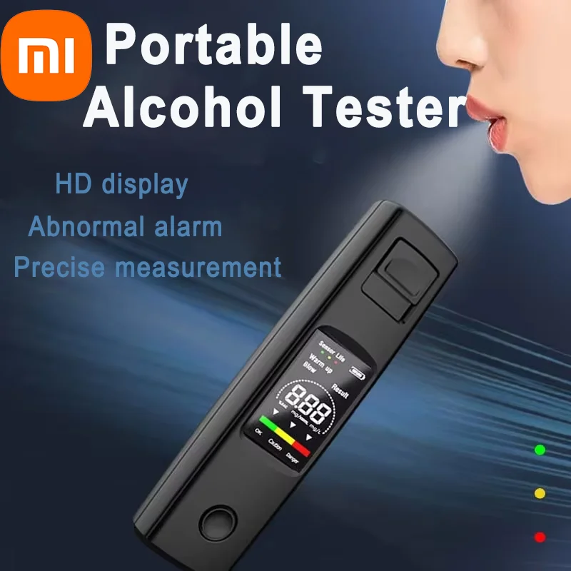 Xiaomi Alcohol Tester Portable Professional High Sensitivity Type-c Charging Breathalyzer Drunk Driving Car Electronic Tool
