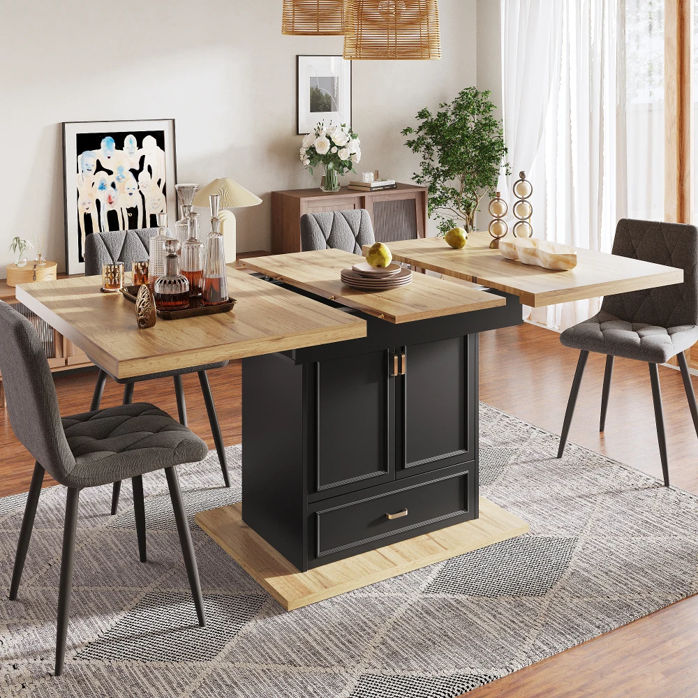 Ausziehbarer Esstisch, 110–140 x 80 x 75 cm, geeignet für Esszimmer oder Terrassen, Esstisch aus Holz, Platz für bis zu 6 Personen – Detail 7