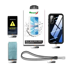 Rugged IP68 Waterproof Transparent Protective Case with Diving Cover - Galaxy A24 4G (Black Set)