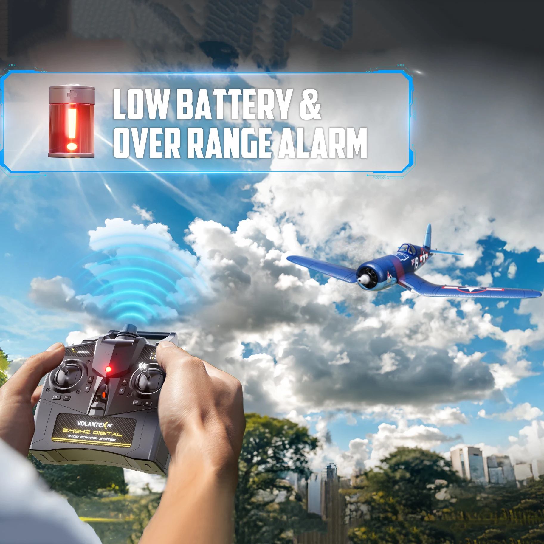 Pack complet avec avion RC, hélices et chargeur USB, achat idéal pour enfants.