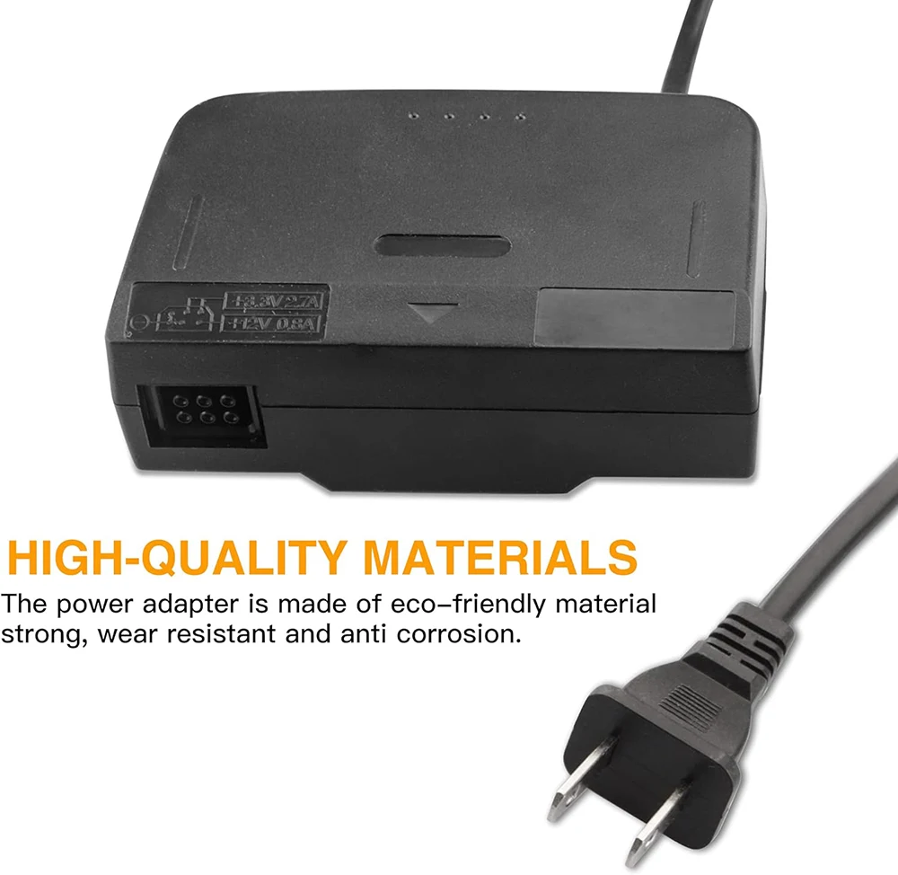 AC Power Supply Adapter and AV Composite Video Cable Cord N64 Power Supply and Cable Compatible with Nintendo 64 game console power adapter