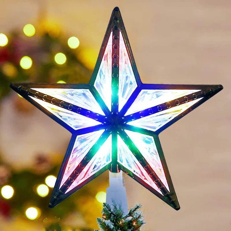 Led Christmas Tree Top Star Lights Five pointed Star Glowing Xmas Tree