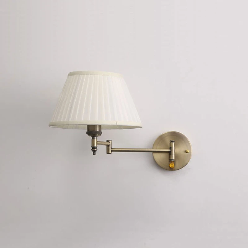 American Telescopic Wall Lamp Fabric Iron Folding Rocker Arm Lamp Creative Bedroom Bedside Study Reading Lighting led light led wall lamp wall light led reading light