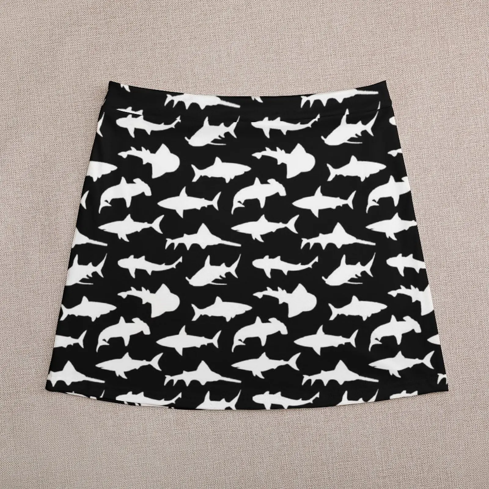 Sharks on Black Mini Skirt new in external clothes skirts for womens 2024 new in clothes
