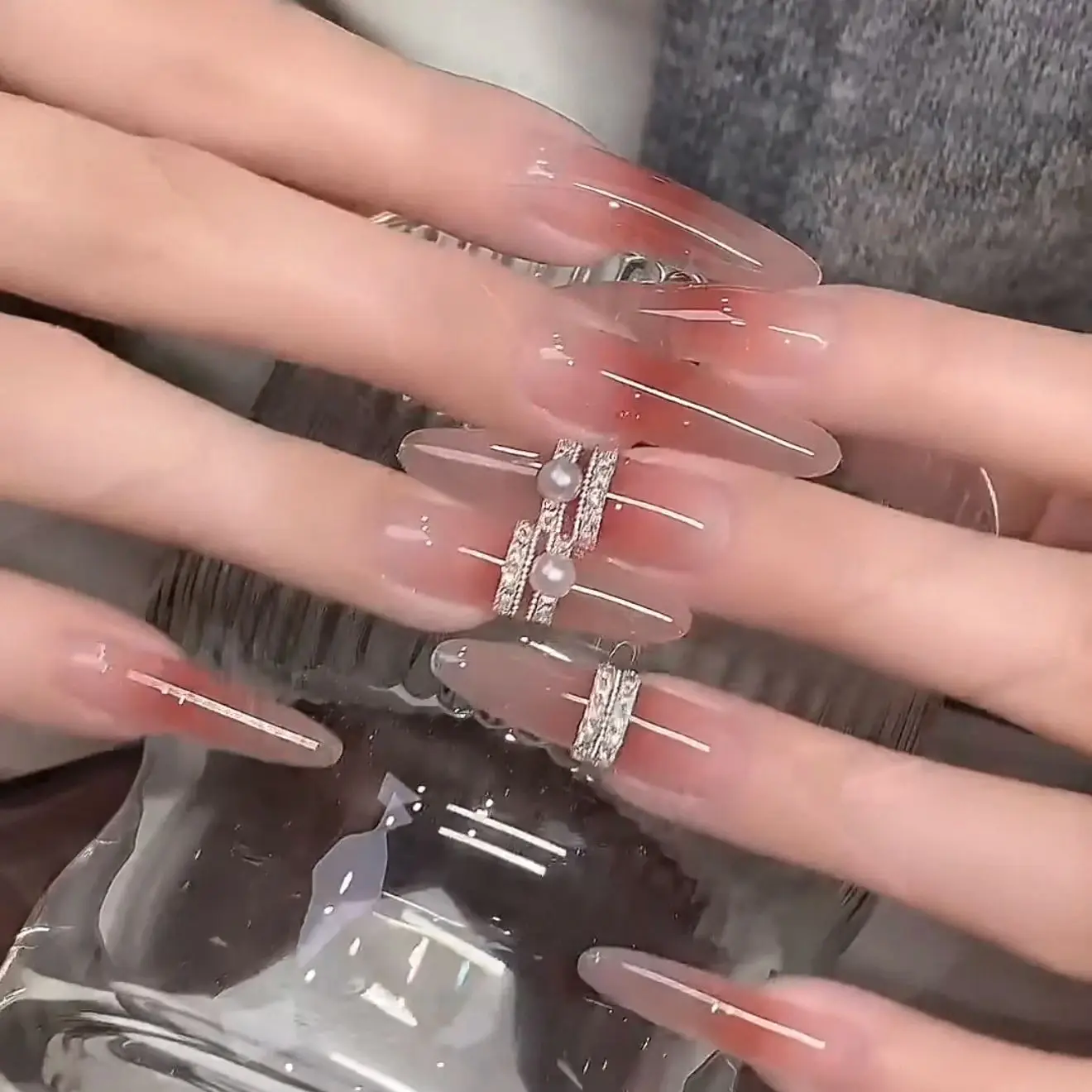 리야 링 매니큐어 1.5mm 사각형 지르콘 네일 아트 장식 샴페인 플랫 바닥 실버 다이아몬드 네일 아트 DIY 매니큐어 액세서리